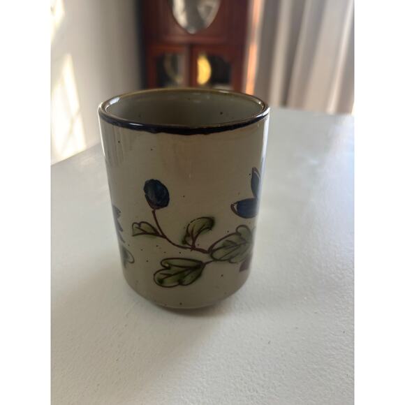 Handmade studio pottery stoneware rustic mugs blue geometric speckle glaze - Picture 7 of 12